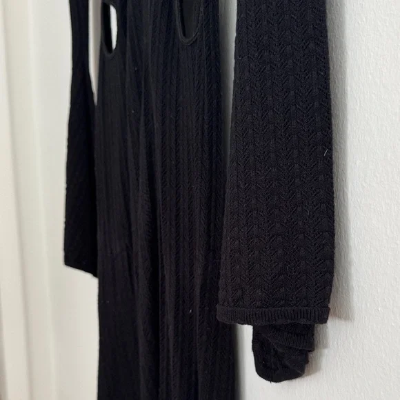 Sau Lee Black Long Sleeve Dress with Cut-Out Accents Long Sleeve